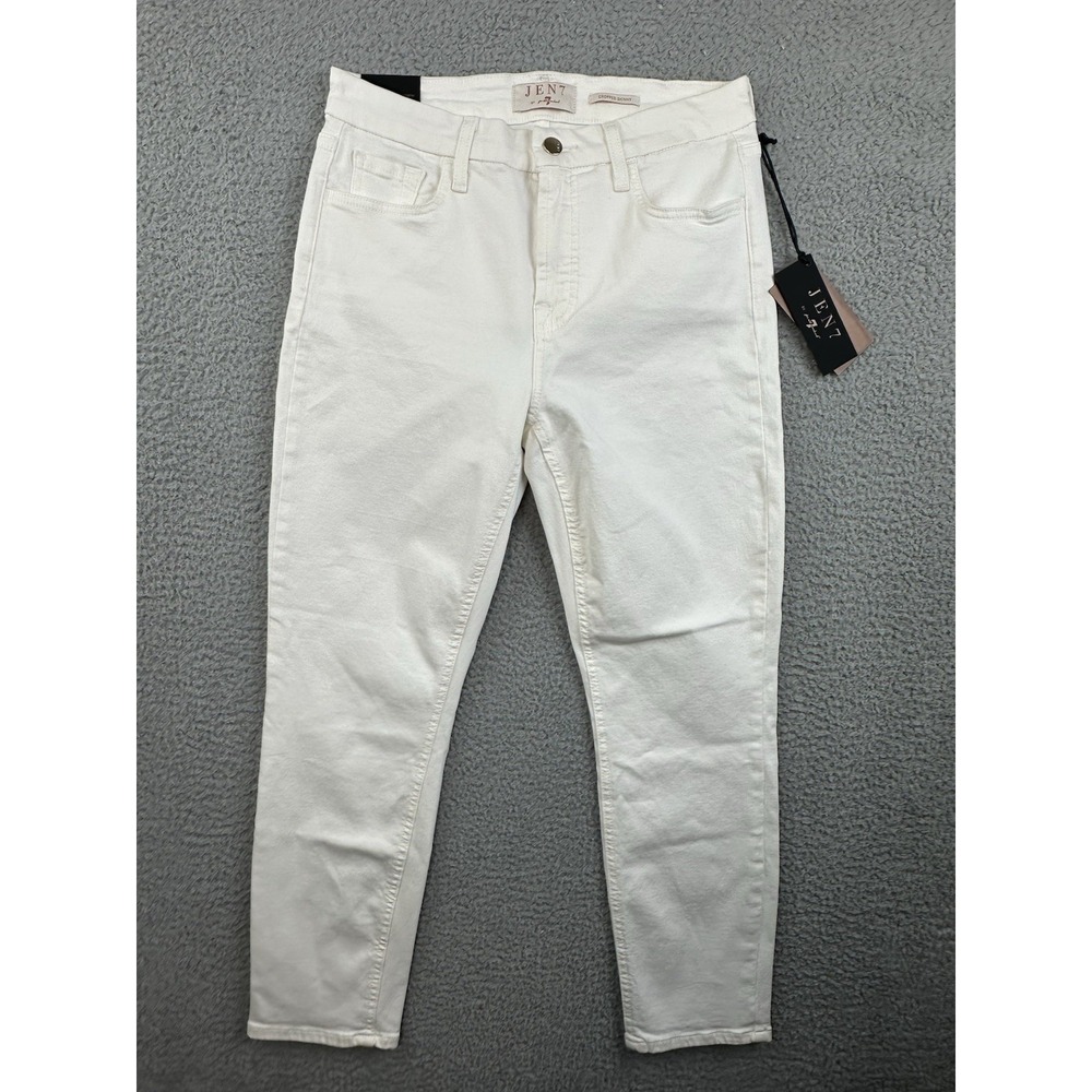 7 FOR ALL Mankind Jen 7 Jeans Womens Size 6 White Cropped Skinny 28x25 NWT